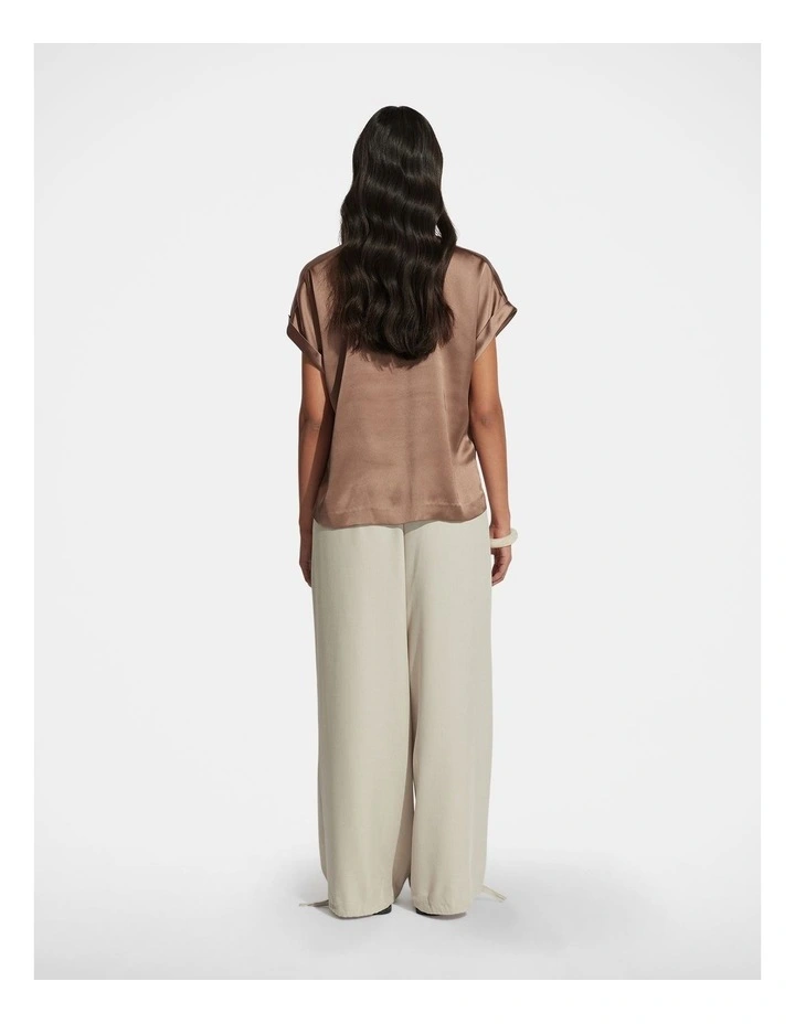 AnnMaree Satin Tee in Mocha image 2