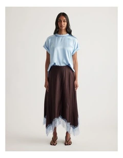AnnMaree Satin Tee in Sky Blue