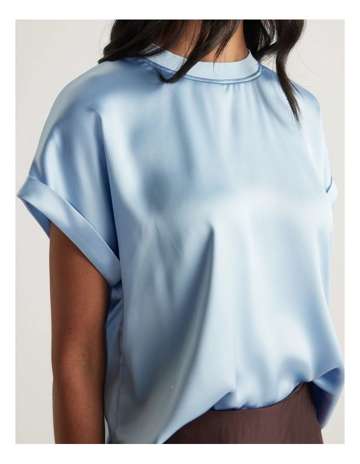 AnnMaree Satin Tee in Sky Blue image 3