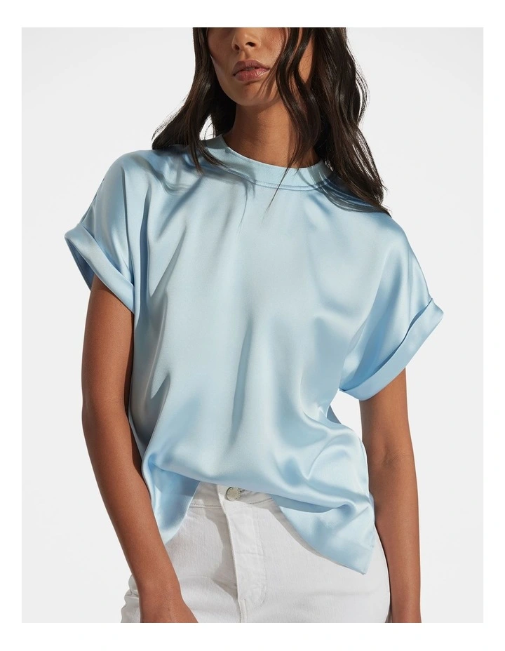 AnnMaree Satin Tee in Sky Blue image 3