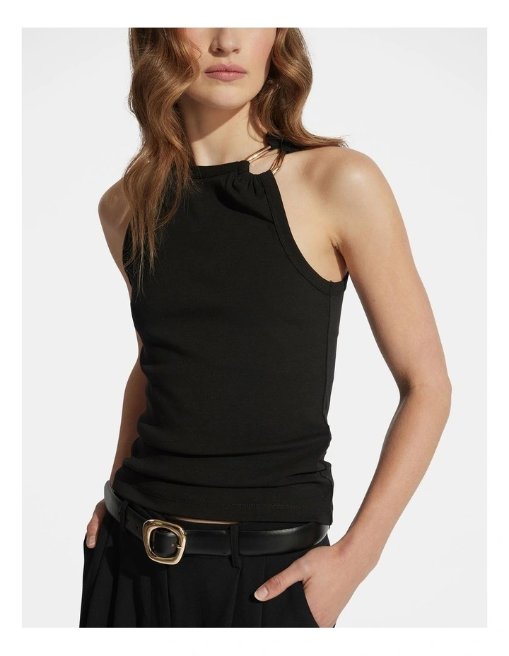 Hazel Metal Detail Tank Top in Black image 3