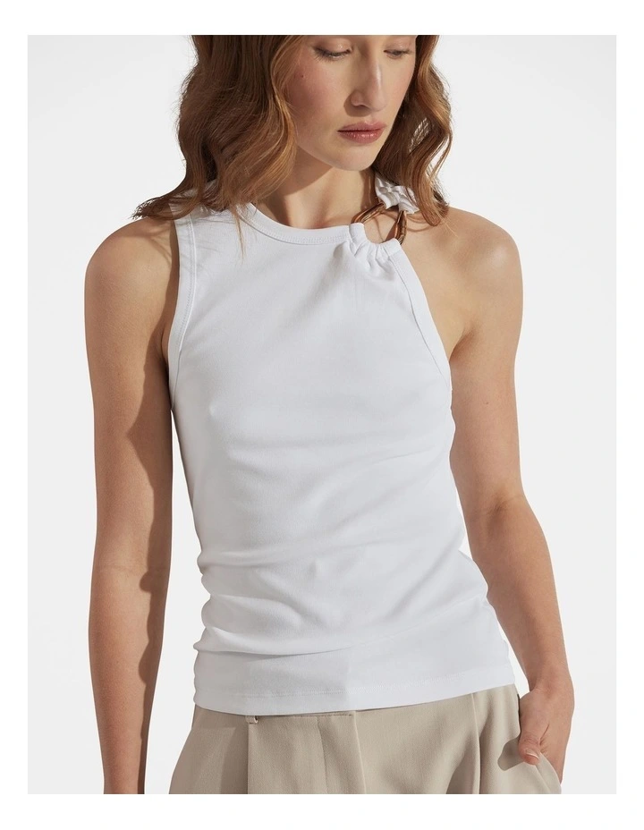 Hazel Metal Detail Tank Top in White image 3