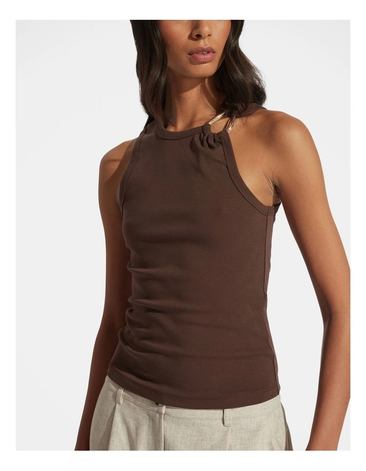 Hazel Metal Detail Tank Top in Brown image 3