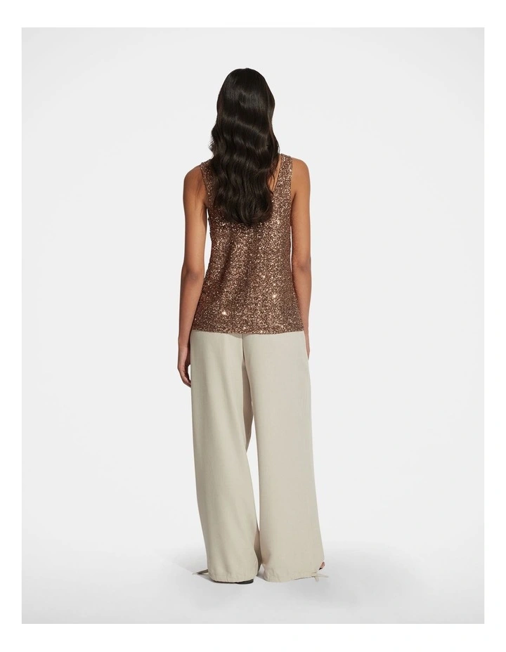 Halle Sequin Tank Top in Brown image 2
