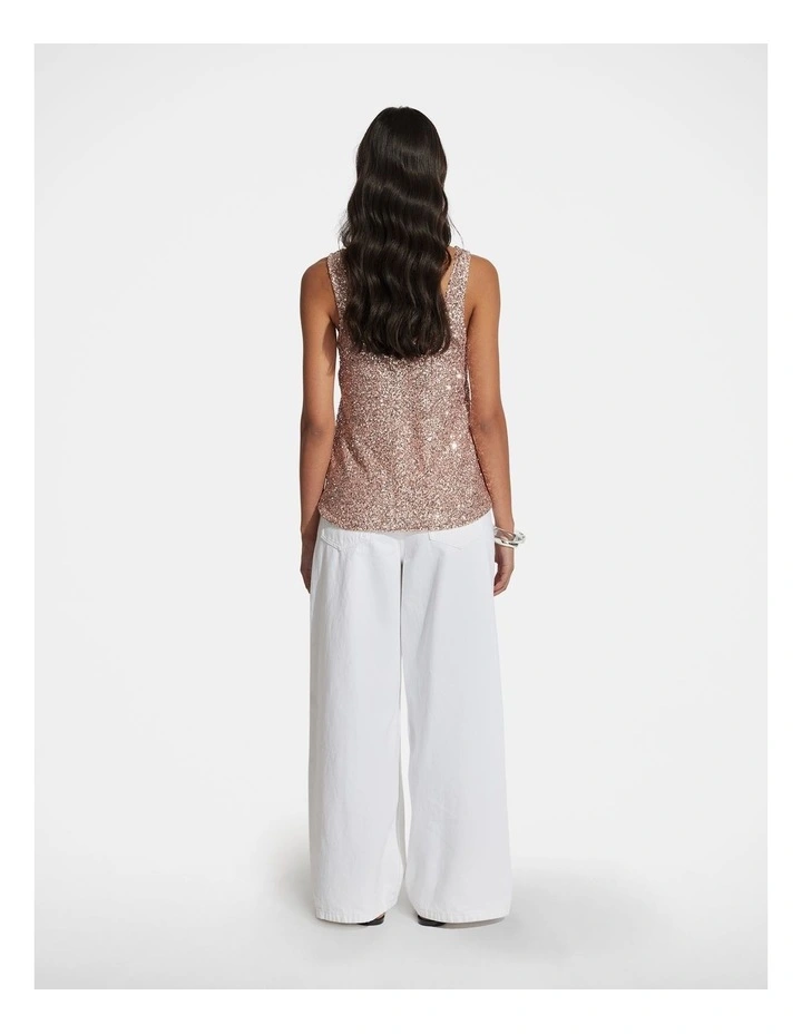 Halle Sequin Tank Top in Red image 2
