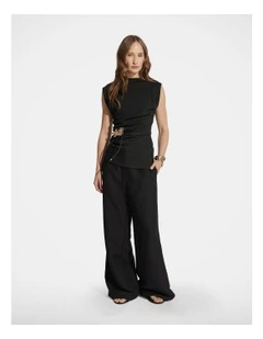 Mindy Pleated Top in Black