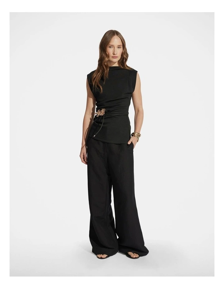 Mindy Pleated Top in Black image 1