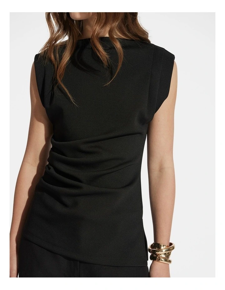 Mindy Pleated Top in Black image 3