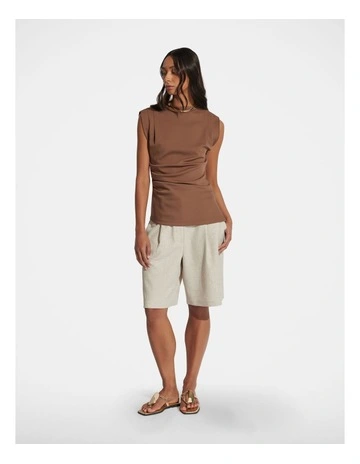 Mindy Pleated Top in Brown