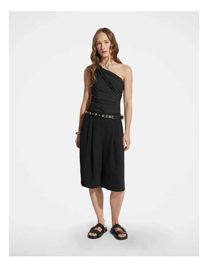 Ivy One Shoulder Twist Top in Black image 1