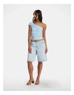 Ivy One Shoulder Twist Top in Blue
