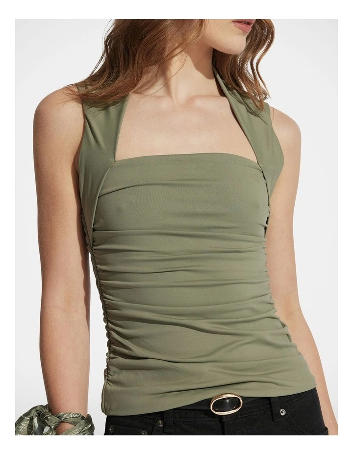 Sienna Ruched Top in Green image 3