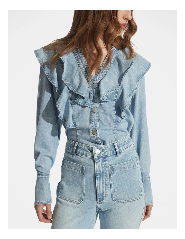 Cecilia Ruffle Denim Blouse image 3