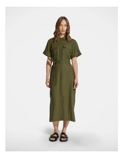 Meg Midi Shirt Dress in Green