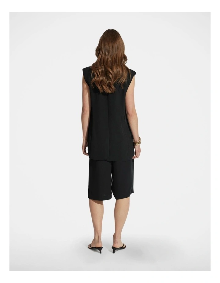 Annabelle Longline Belted Vest in Black image 2