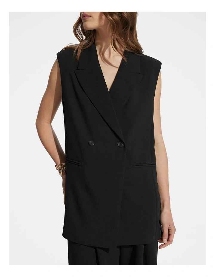 Annabelle Longline Belted Vest in Black image 3