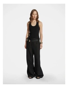 Mia Racer Back Knit Tank Top in Black