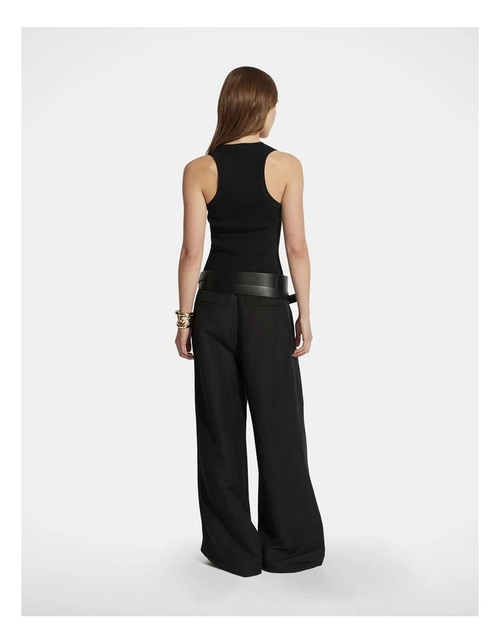 Mia Racer Back Knit Tank Top in Black image 2