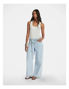 Mia Racer Back Knit Tank Top in Cream