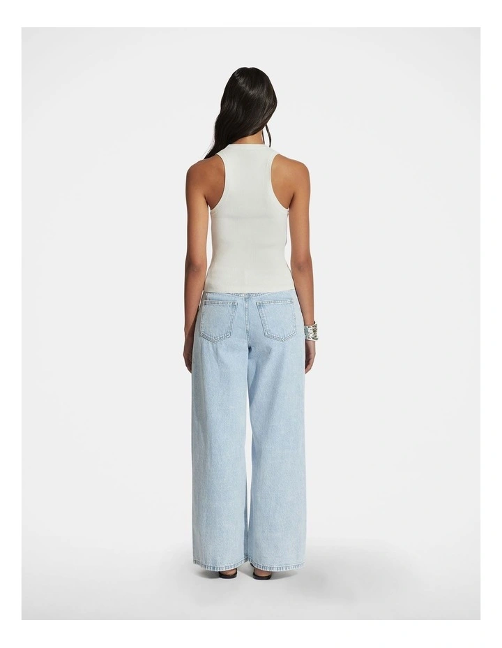 Mia Racer Back Knit Tank Top in Cream image 2