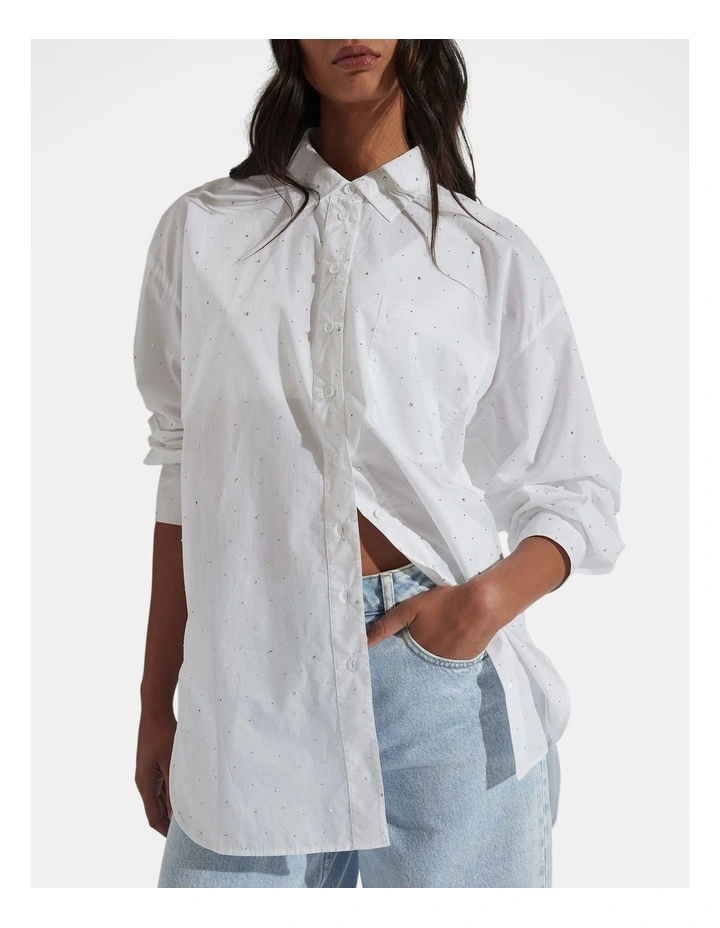 Ella Embelished Shirt in White image 3