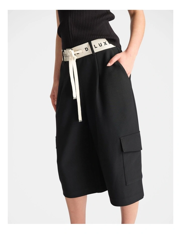 D-Luxe Logo Waistband Shorts in Black image 3