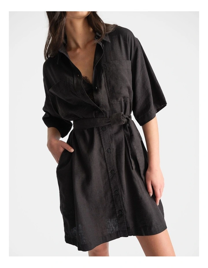 D-Luxe Linen Blend Short Dress image 3