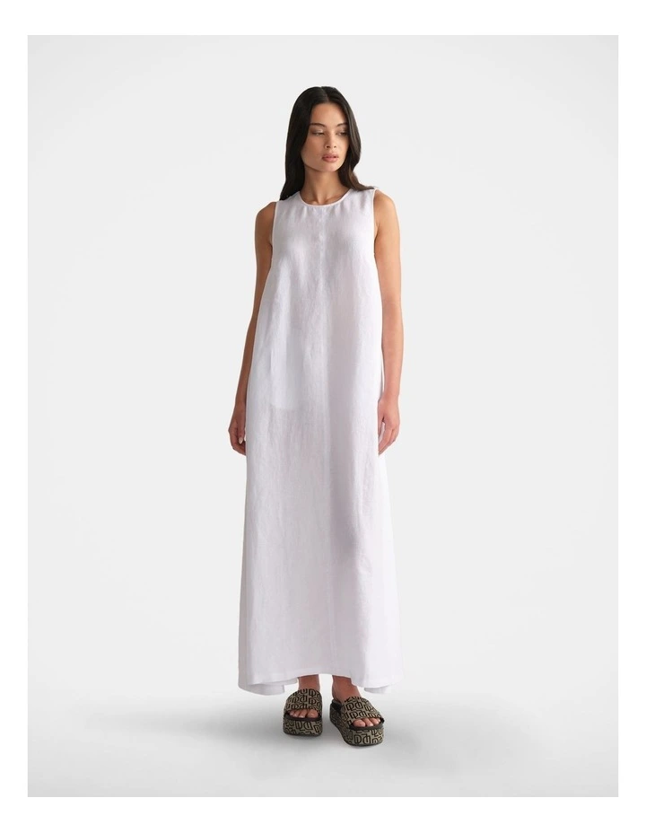 Linen Maxi Dress in White image 1