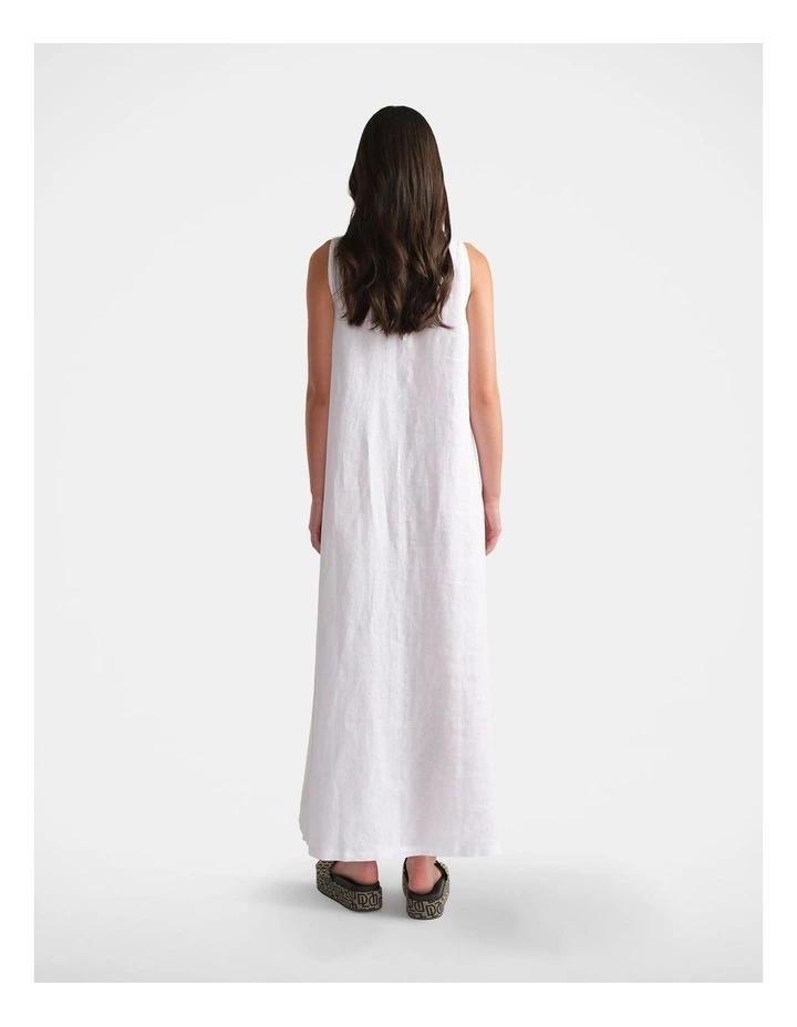 Linen Maxi Dress in White image 2