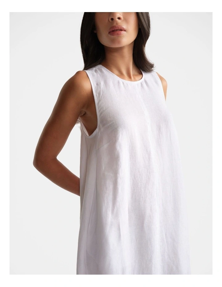 Linen Maxi Dress in White image 3
