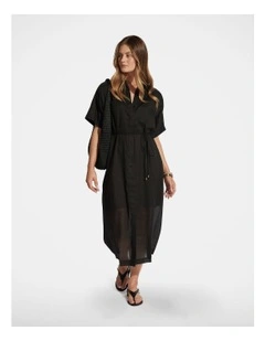Remi Maxi Shirt Dress in Black