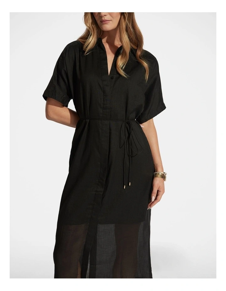 Remi Maxi Shirt Dress in Black image 3