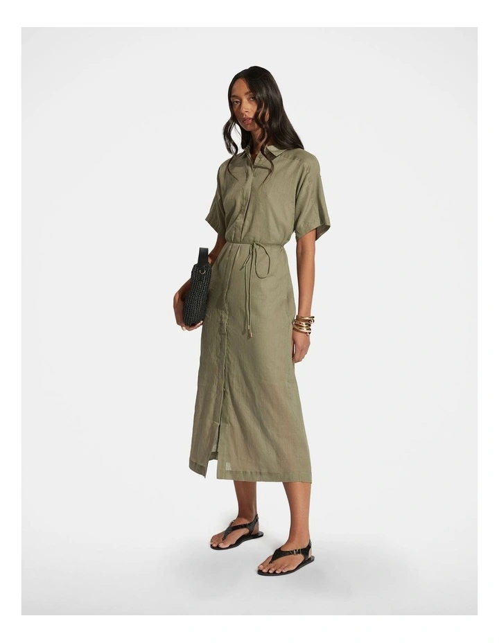 Remi Maxi Shirt Dress in Green image 1