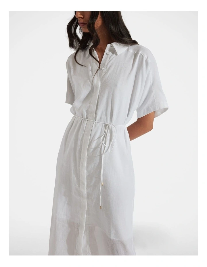 Remi Maxi Shirt Dress in White image 3
