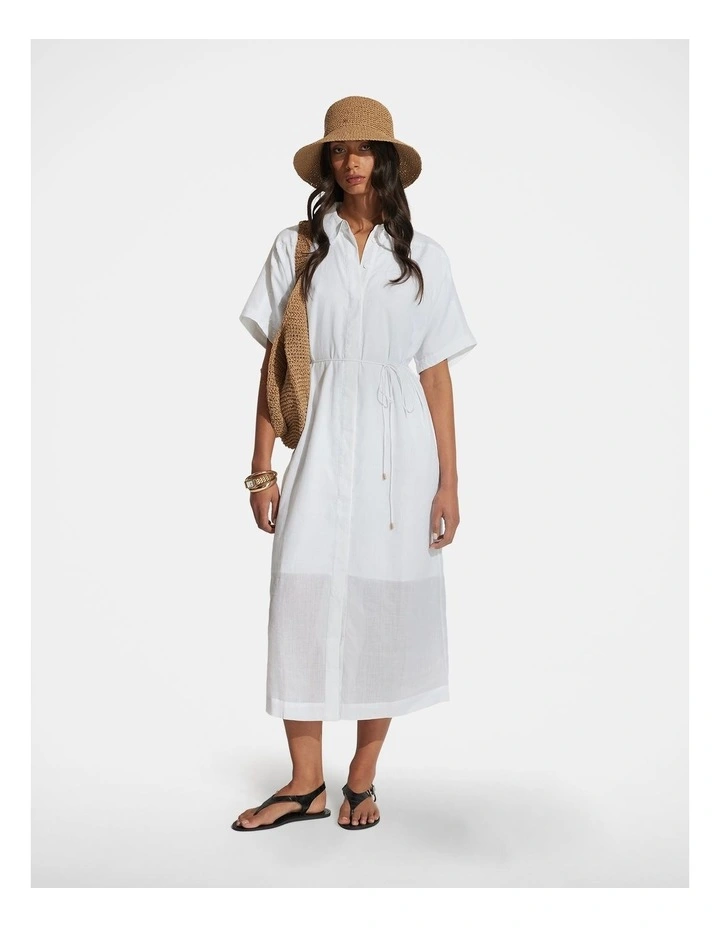 Remi Maxi Shirt Dress in White image 4