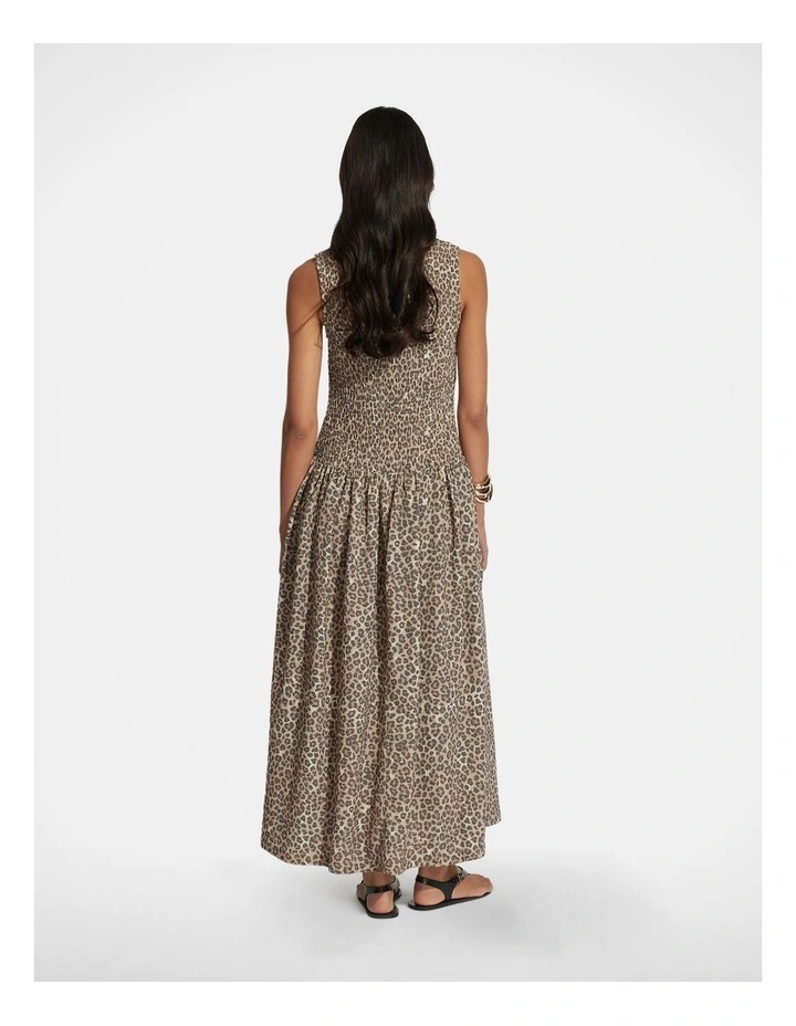 Yasmin Shirred Maxi Dress in Brown image 2