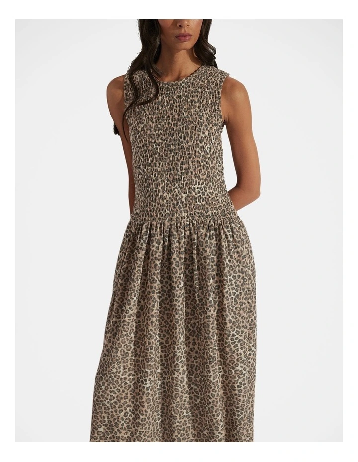 Yasmin Shirred Maxi Dress in Brown image 3