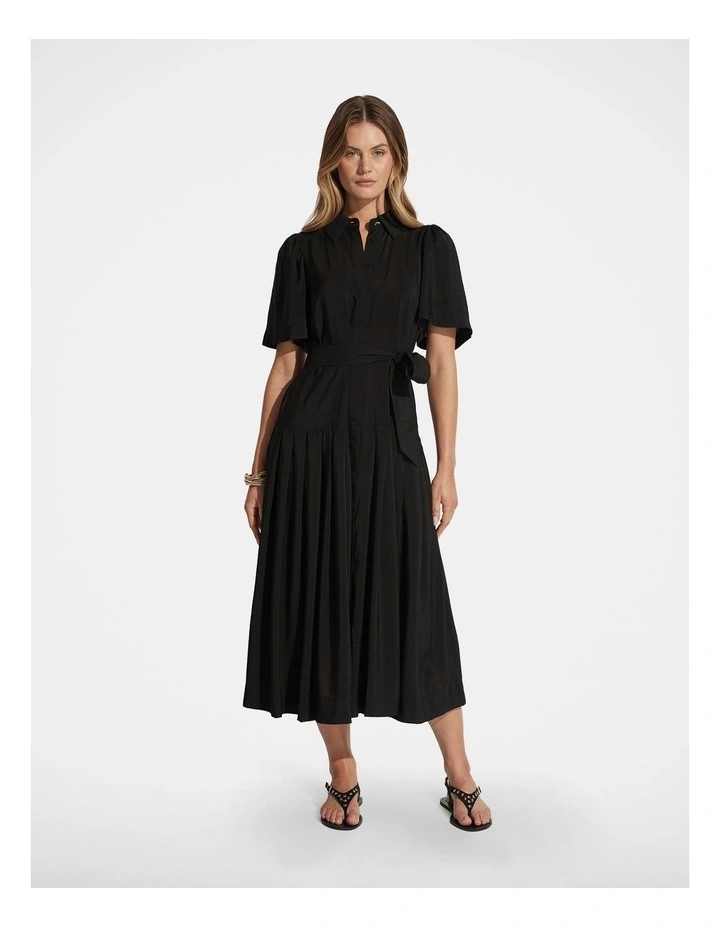 Sierra Midi Shirt Dress in Black image 1
