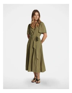 Sierra Midi Shirt Dress in Green
