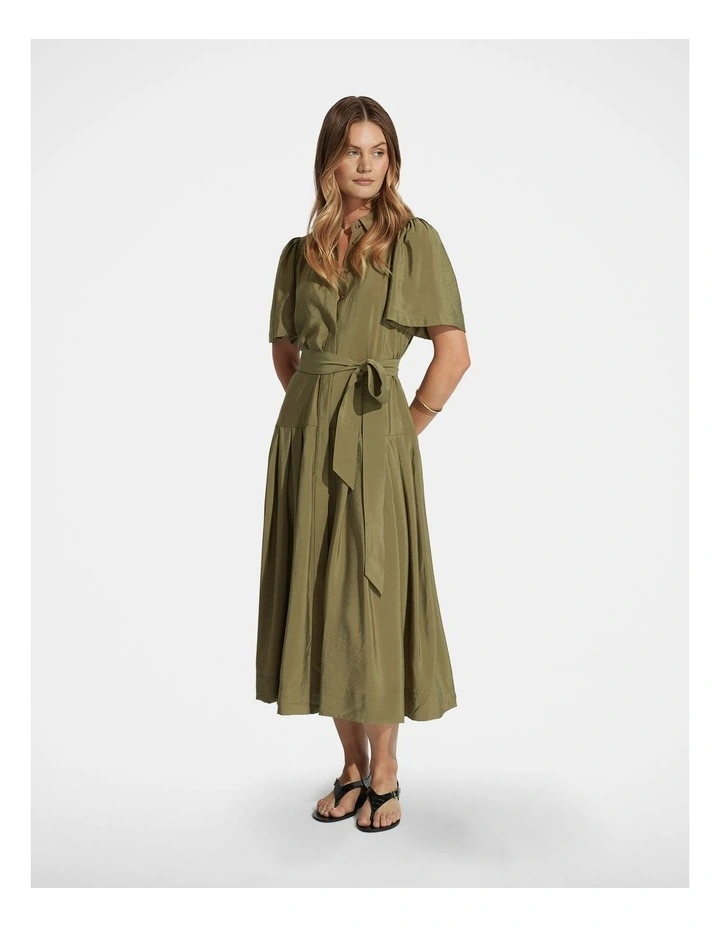 Sierra Midi Shirt Dress in Green image 1