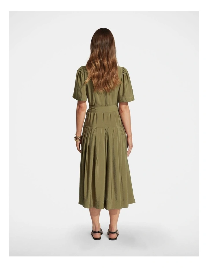 Sierra Midi Shirt Dress in Green image 2