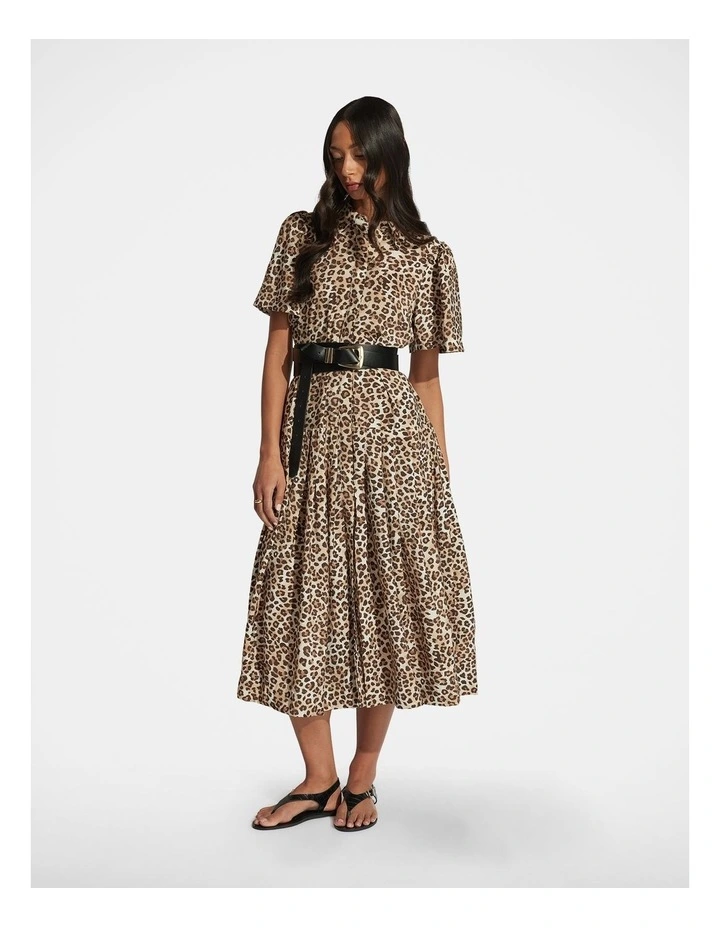 Sierra Midi Shirt Dress in Brown image 1