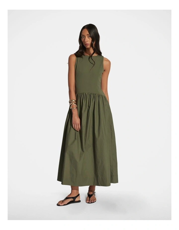 Beau Spliced Maxi Dress in Green image 1