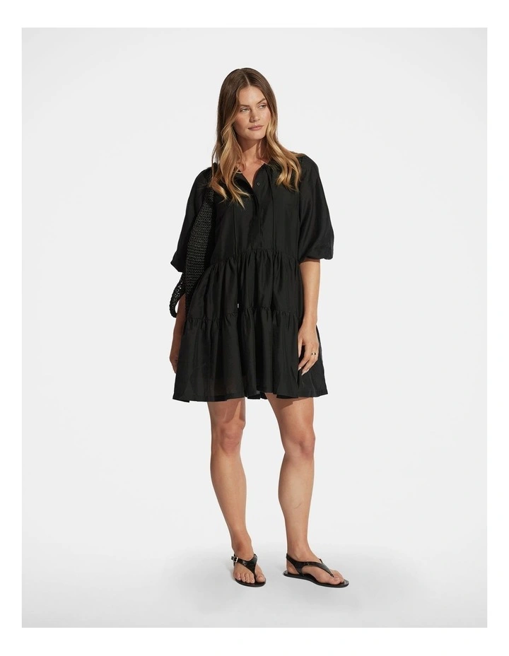 Shae Tiered Mini Dress in Black image 1
