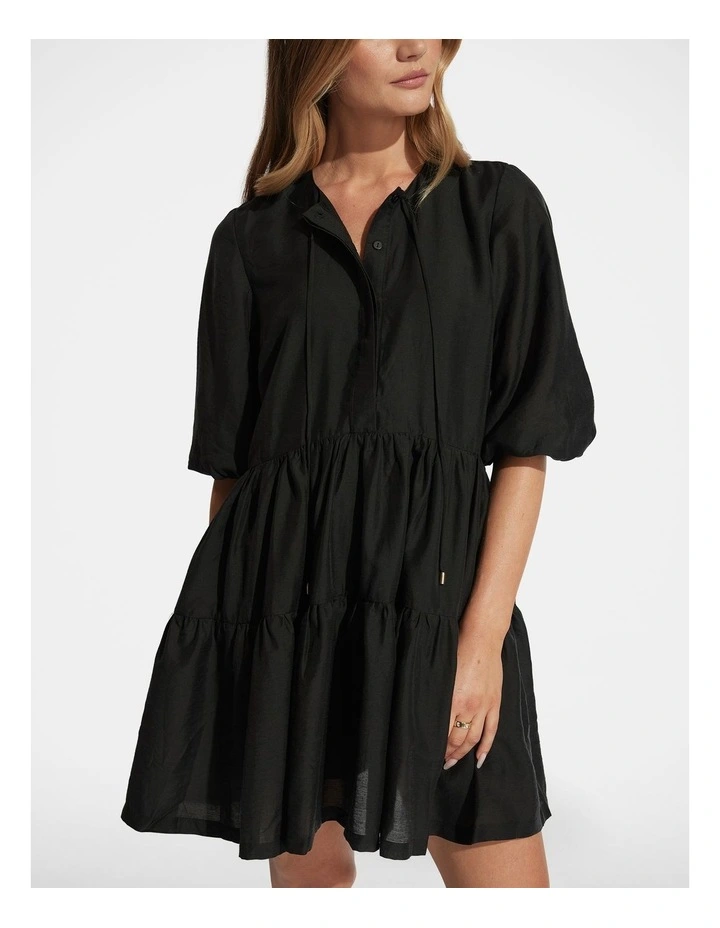 Shae Tiered Mini Dress in Black image 3