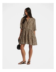 Shae Tiered Mini Dress in Brown