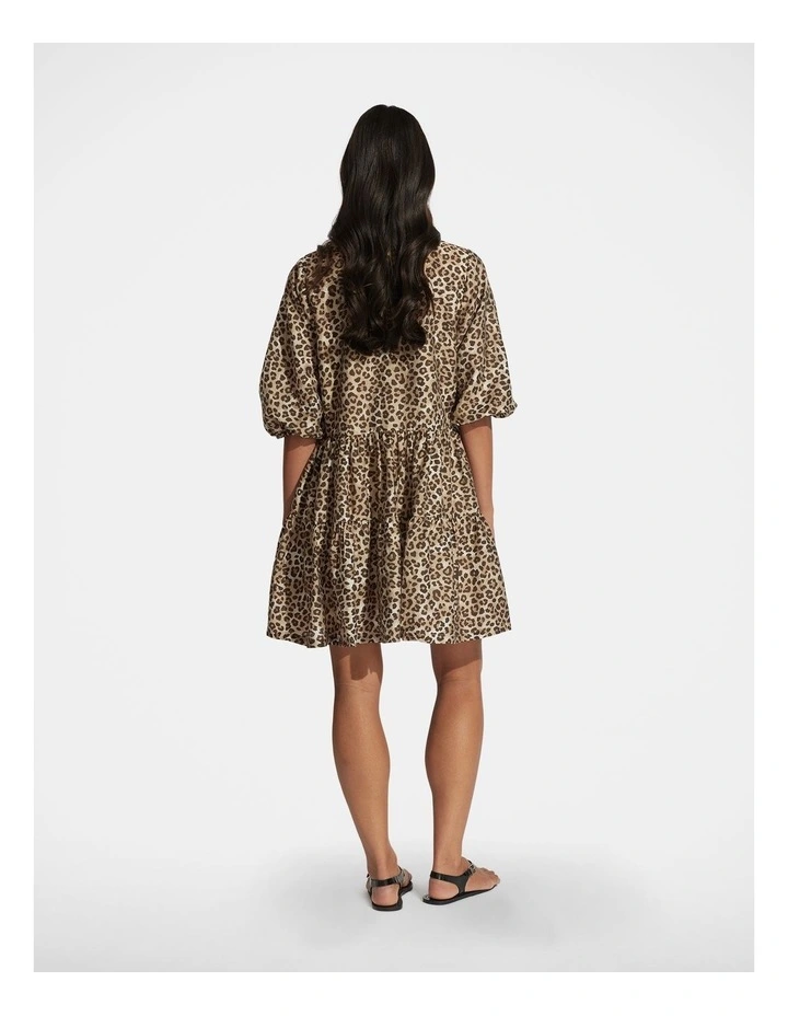 Shae Tiered Mini Dress in Brown image 2