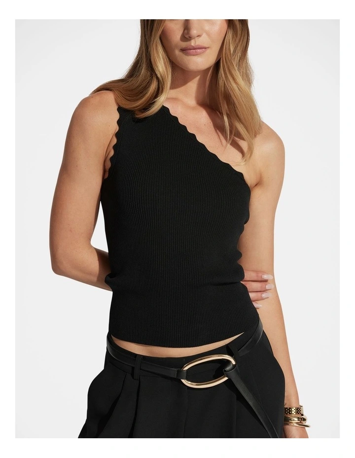 Kai One Shoulder Tank in Black image 3