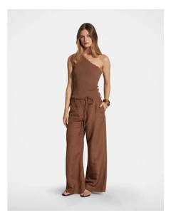 Kai One Shoulder Tank in Brown