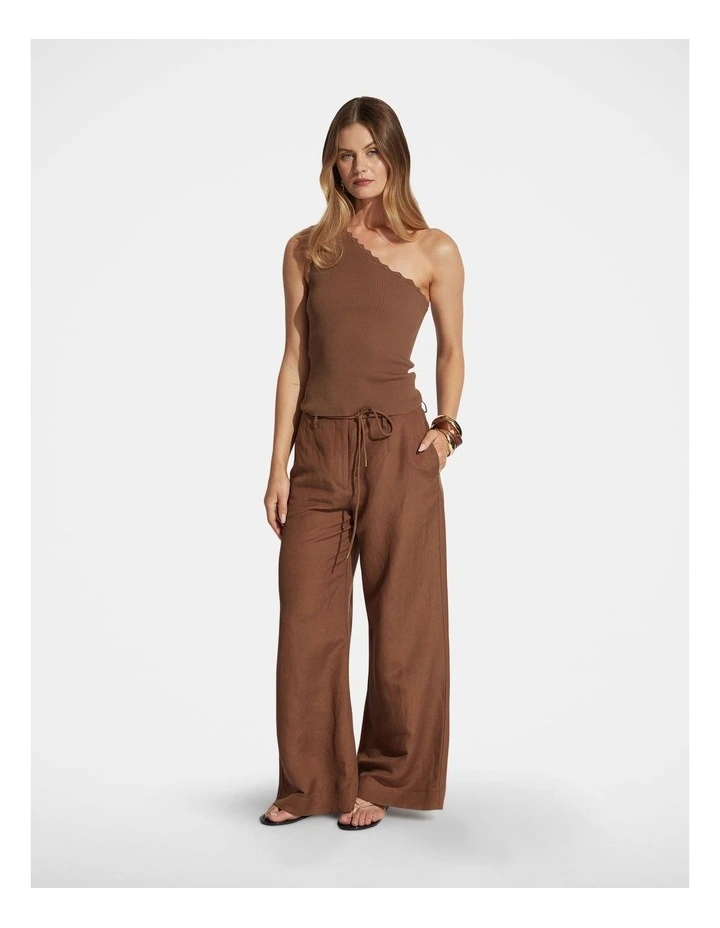 Kai One Shoulder Tank in Brown image 1
